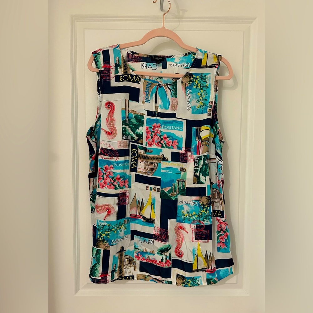 Talbots Colorful Sleeveless Top with Italy print